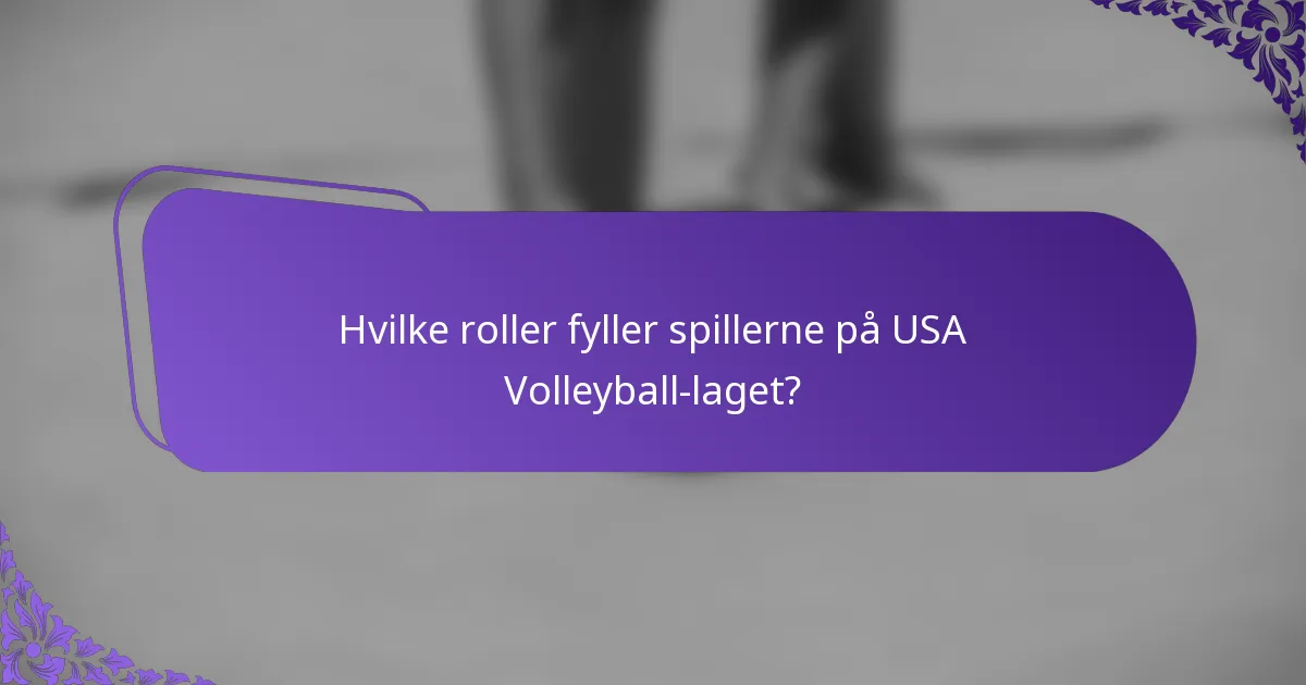 Hvilke roller fyller spillerne på USA Volleyball-laget?