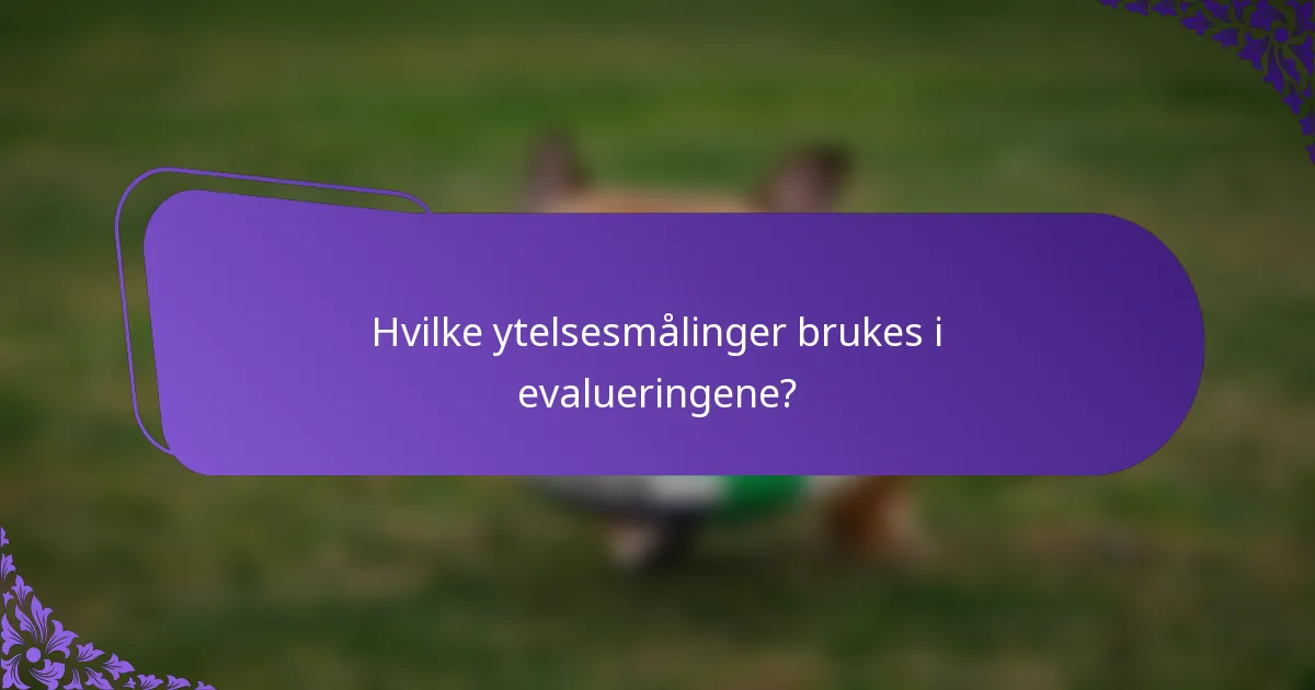 Hvilke ytelsesmålinger brukes i evalueringene?