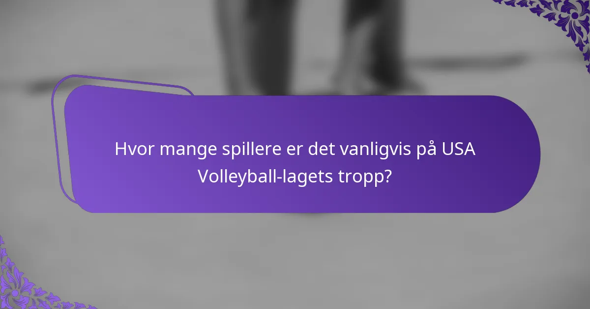 Hvor mange spillere er det vanligvis på USA Volleyball-lagets tropp?